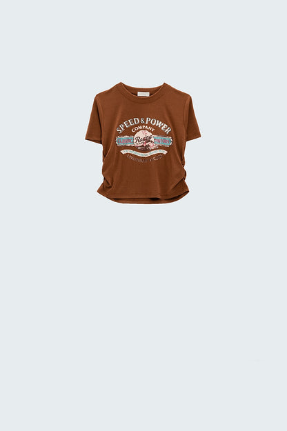 Speed & Power Graphic Short Sleeve Tee – Brown