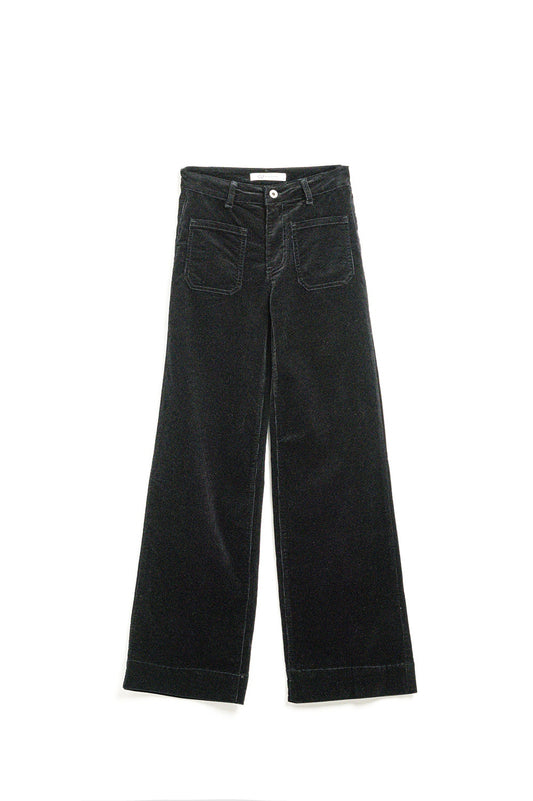 Black Corduroy Straight-Leg Pants