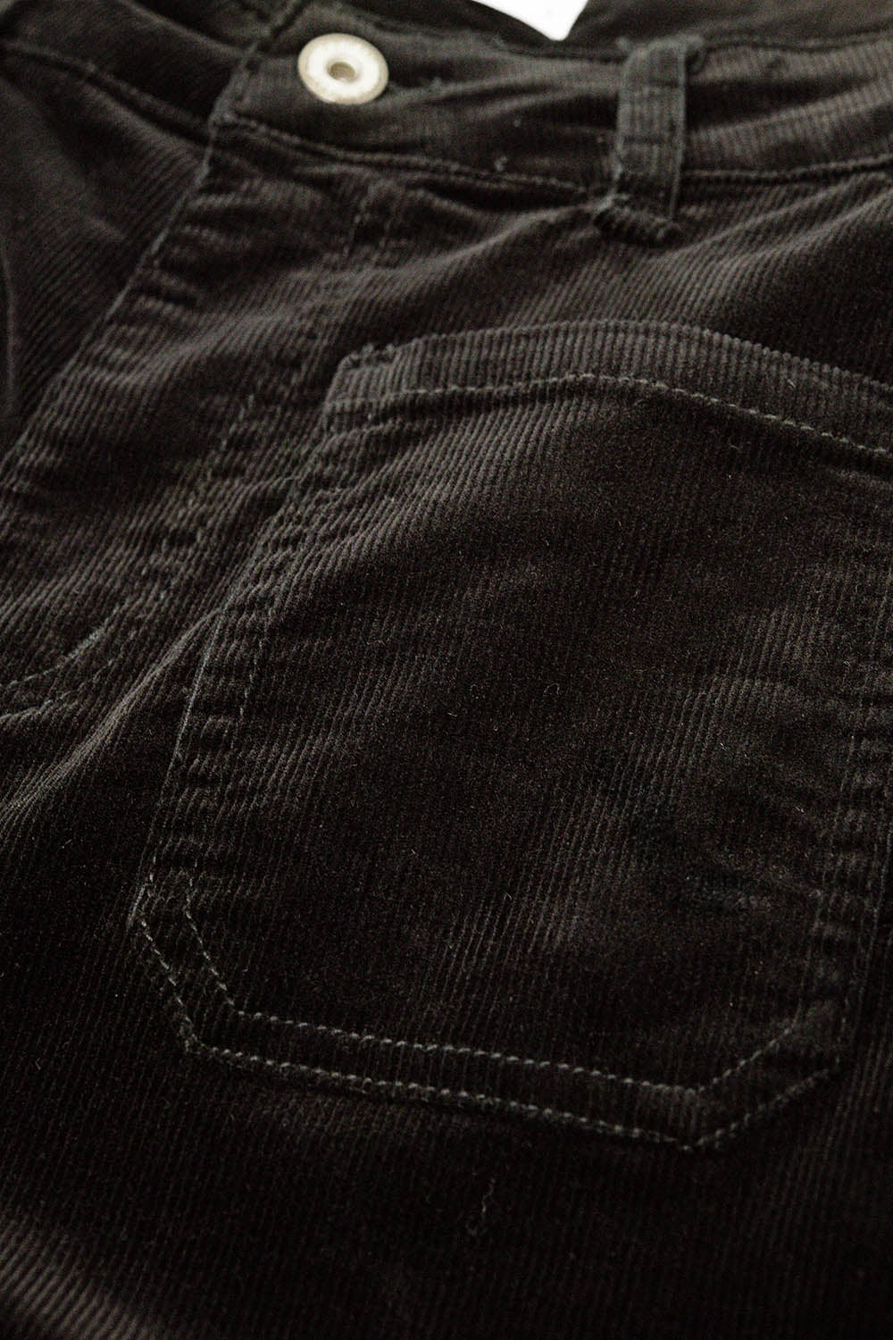 Black Corduroy Straight-Leg Pants