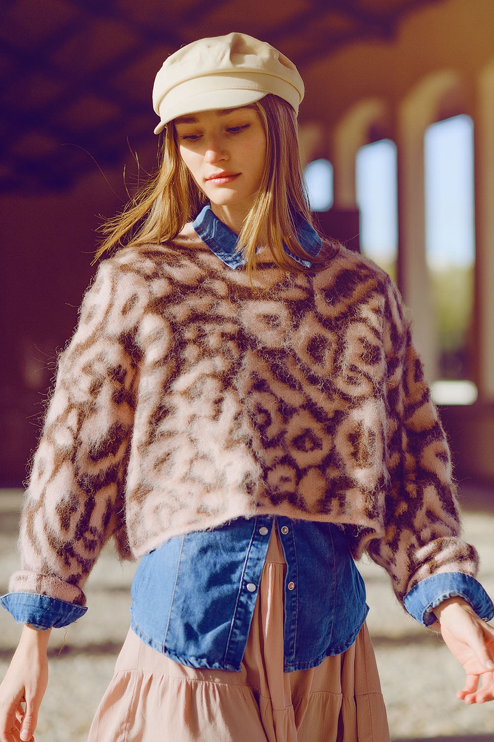 Wild in Pink Leopard Knit Sweater