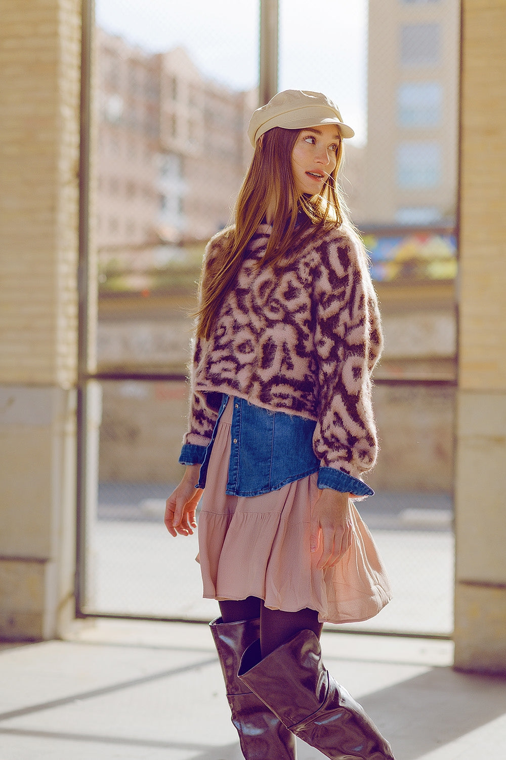 Wild in Pink Leopard Knit Sweater