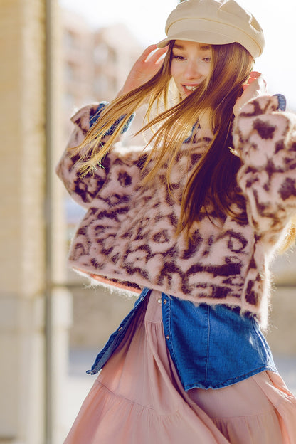 Wild in Pink Leopard Knit Sweater