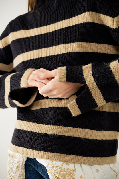 Striped Elegance Knit Sweater