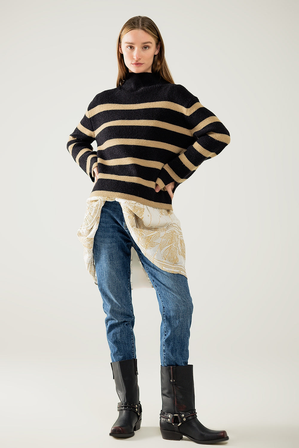 Striped Elegance Knit Sweater