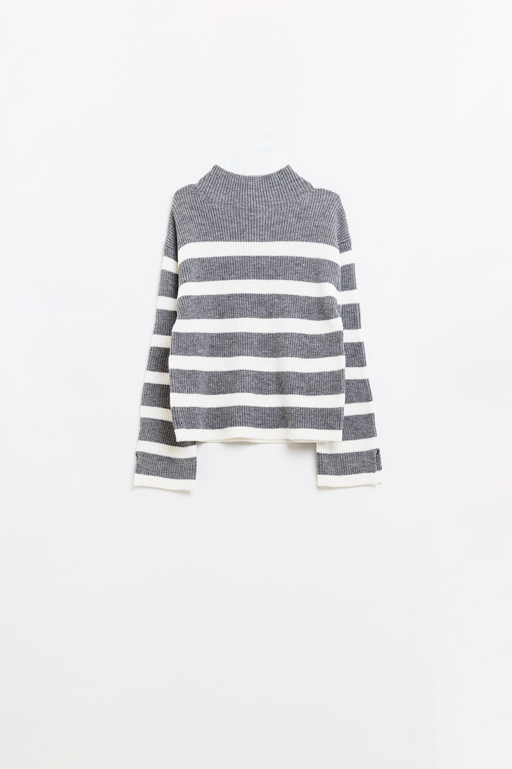 Striped Elegance Knit Sweater - Gray