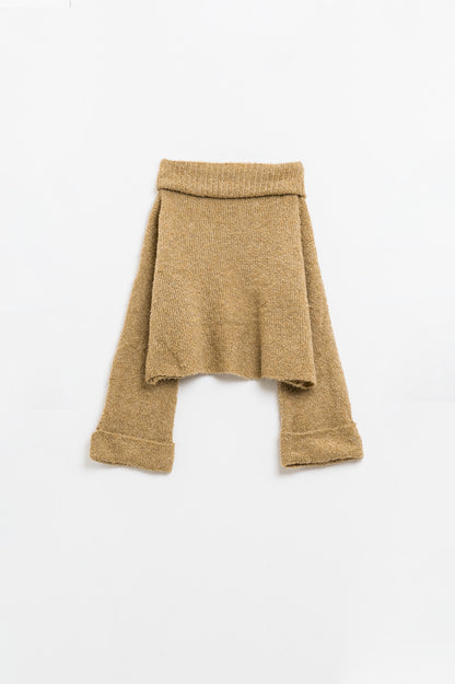 Camel Cozy Chic High-Neck Knit Sweater