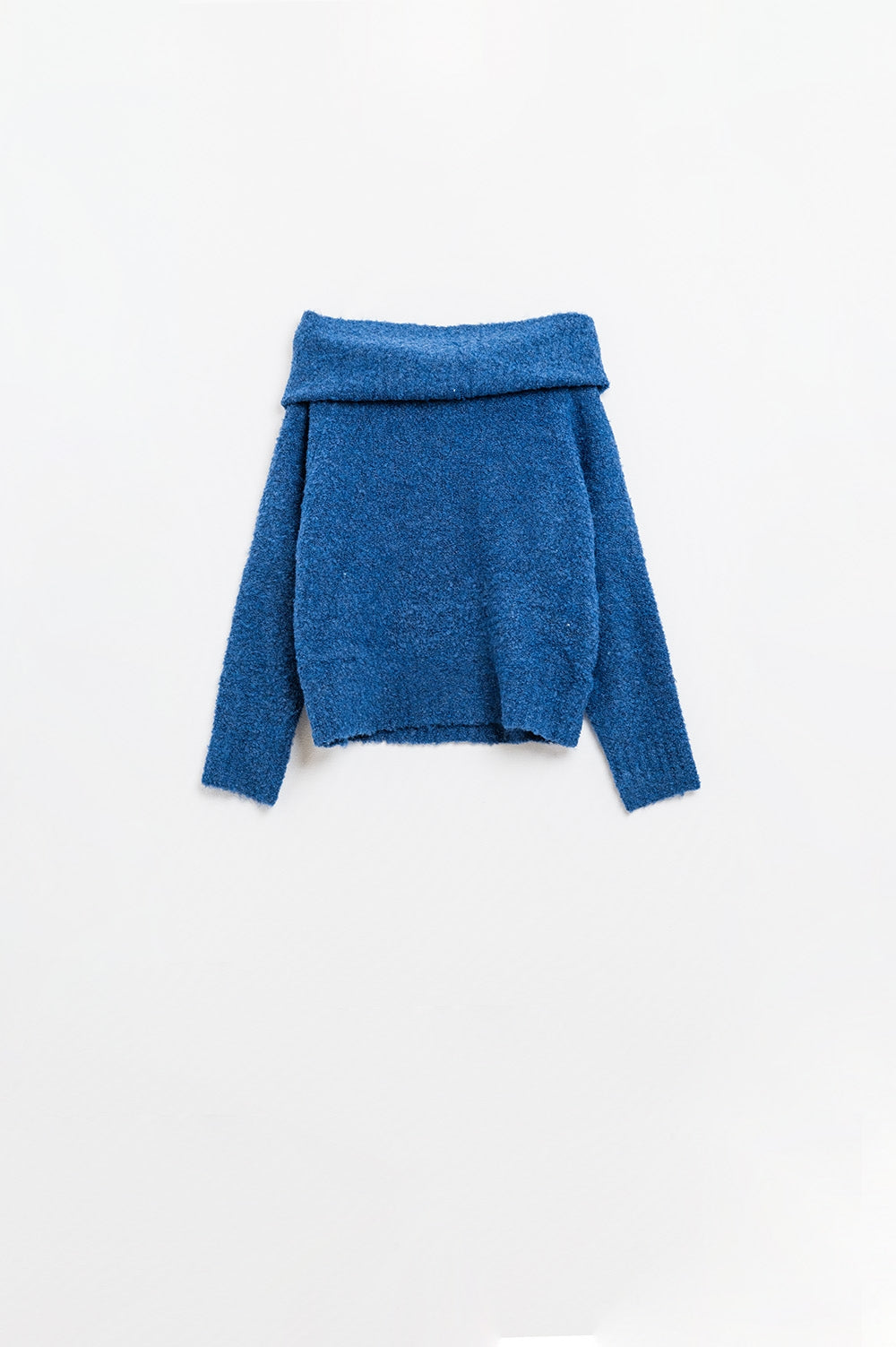 Effortless Elegance Blue Boat Neck Sweater