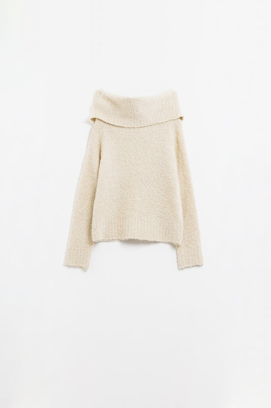 Effortless Elegance Cream Boat Neck Sweater