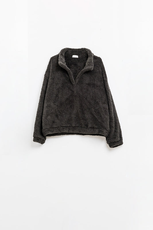 Black Cloud Soft V-Neck Sweater