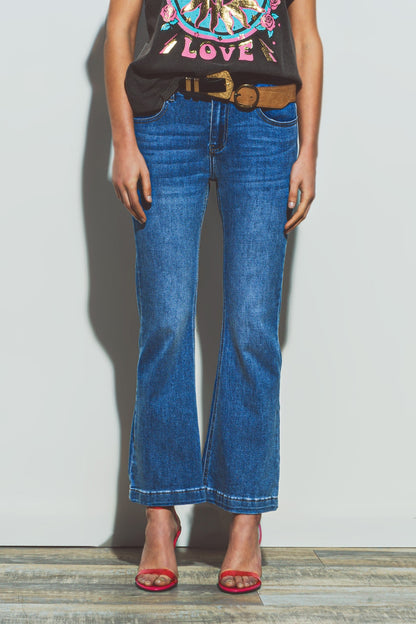 Classic Flared High-Rise Denim with Button Details