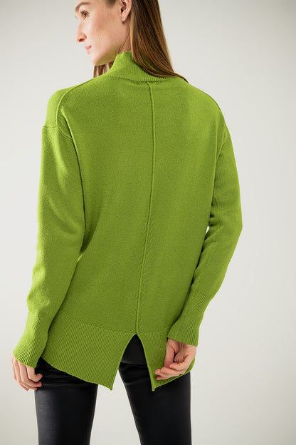 Chic Green Back-Detail Sweater