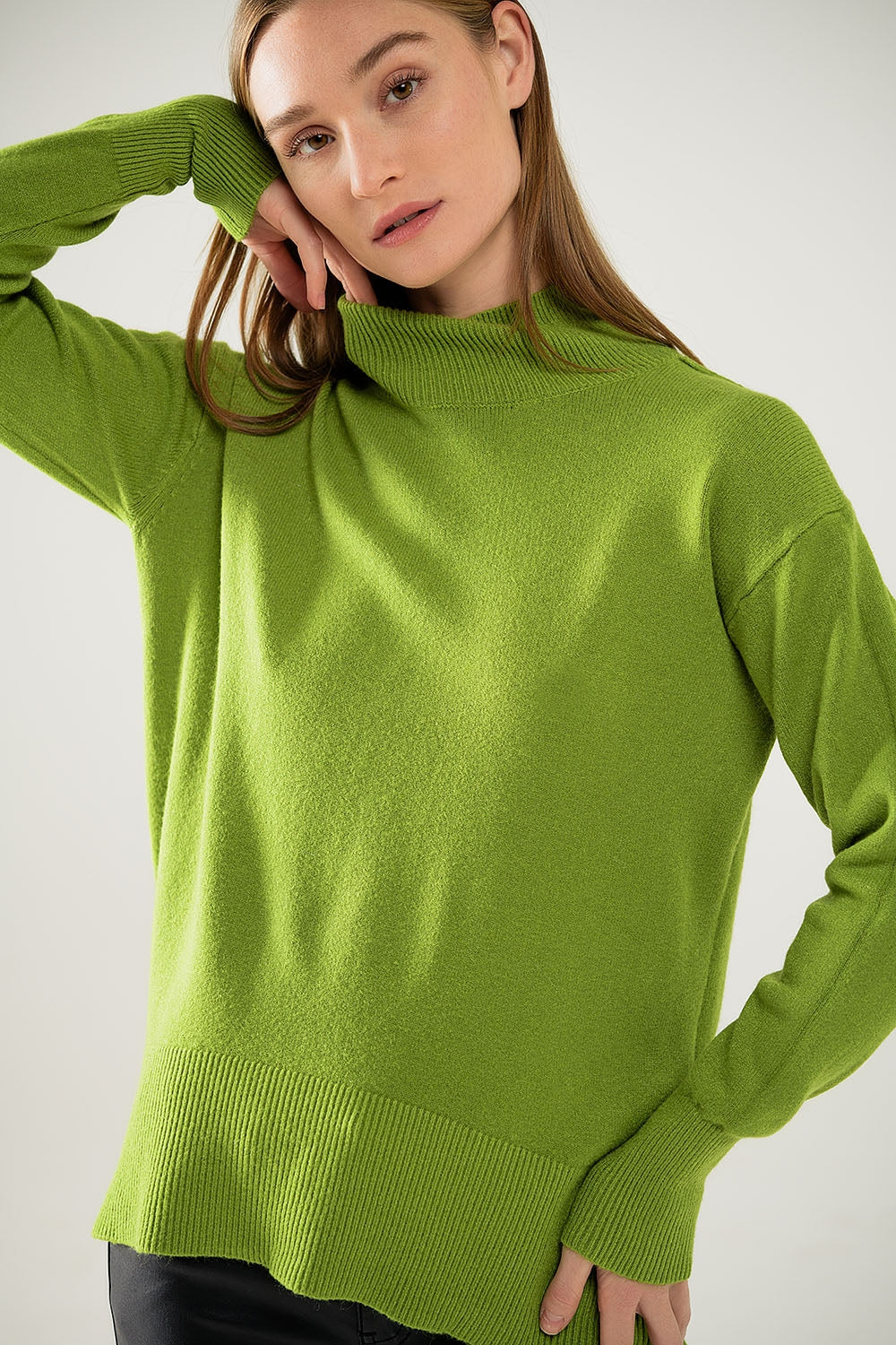 Chic Green Back-Detail Sweater