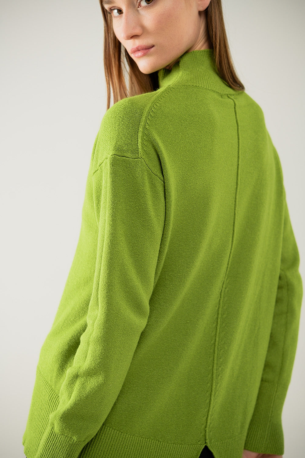 Chic Green Back-Detail Sweater