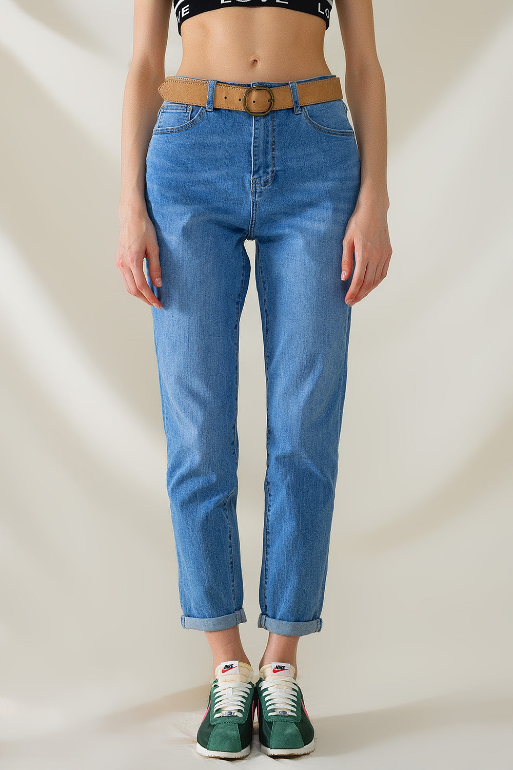 Mid-Wash High-Waist Mom Jeans