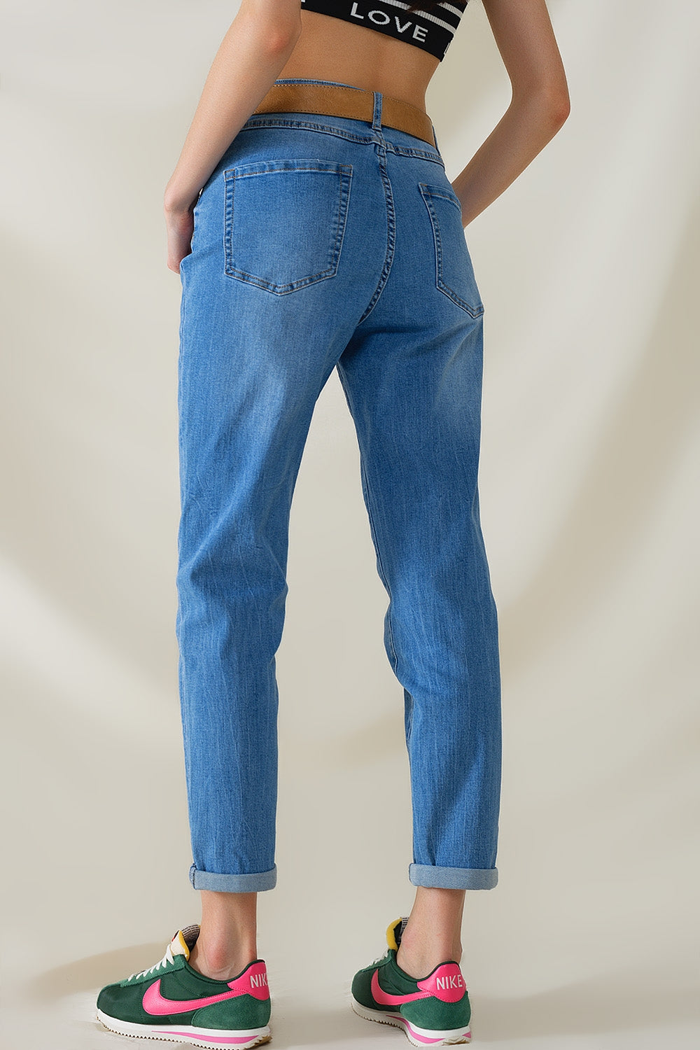 Mid-Wash High-Waist Mom Jeans