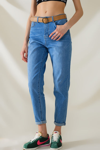 Mid-Wash High-Waist Mom Jeans