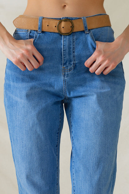 Mid-Wash High-Waist Mom Jeans