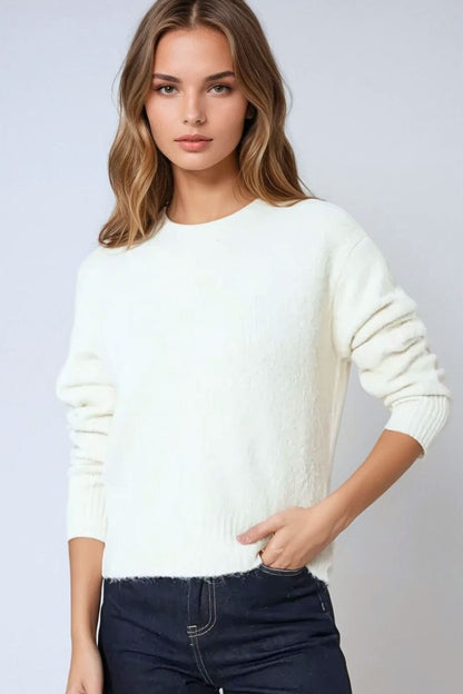 Camille Cozy Knit Sweater - Cream