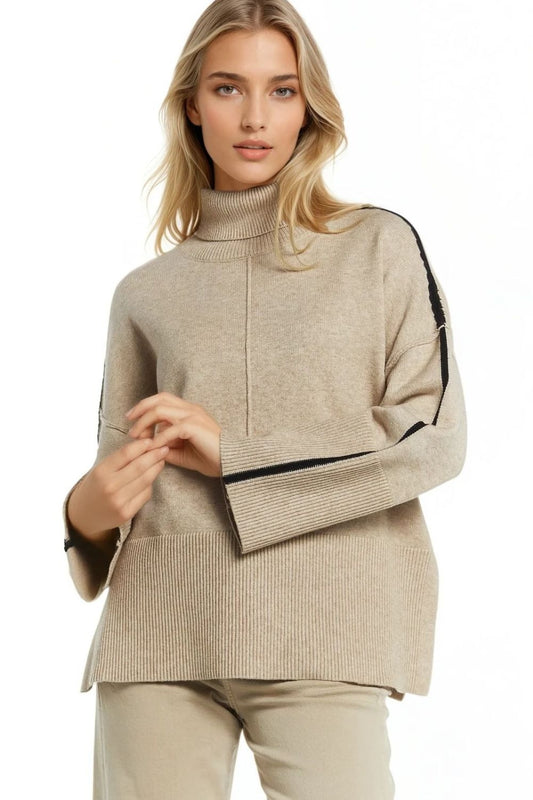 Sable Stripe Turtleneck Sweater