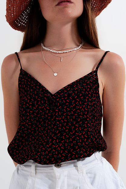 Sweet Black Cherry Printed Cami