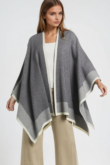 Chic Layers Knit Poncho - Grey