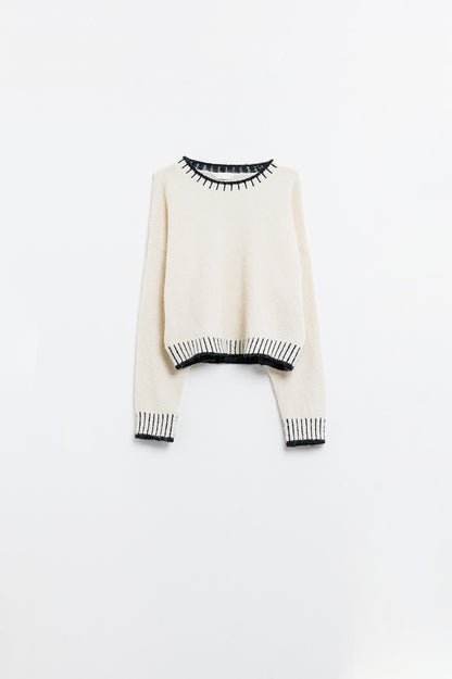 Cozy Contrast Knit Sweater