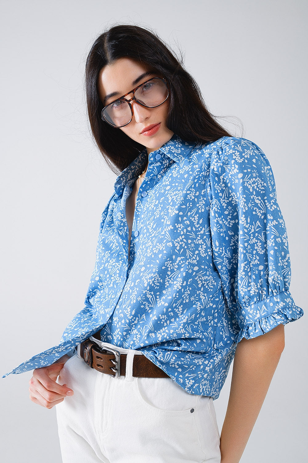 Floral Charm Button-Up Blouse