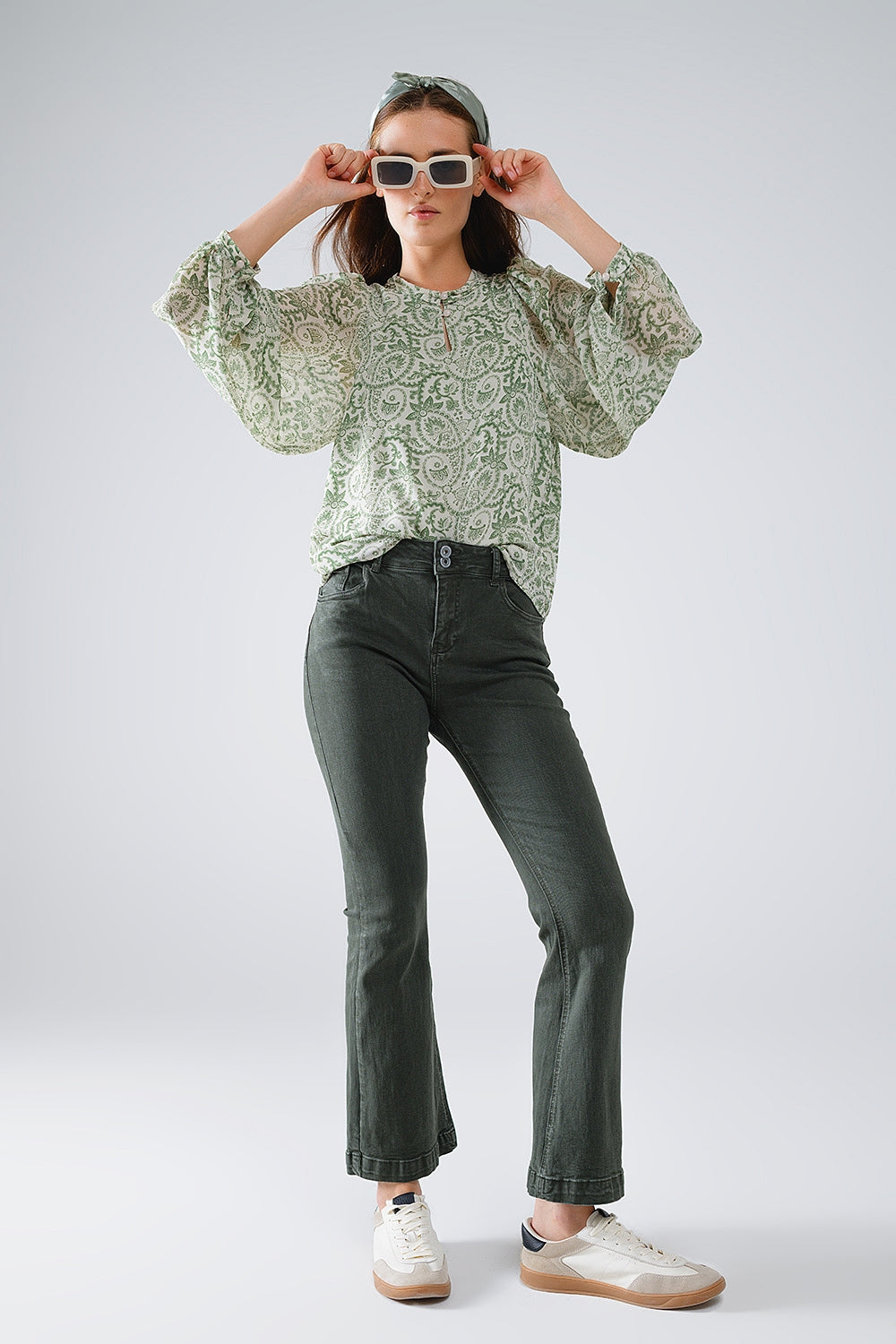 Garden Breeze Chiffon Blouse - Green