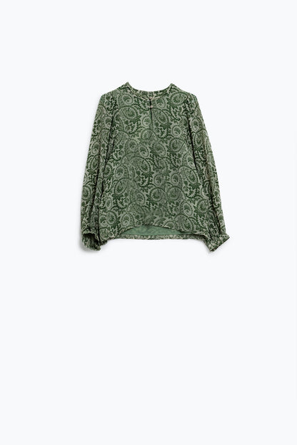 Garden Breeze Chiffon Blouse - Green