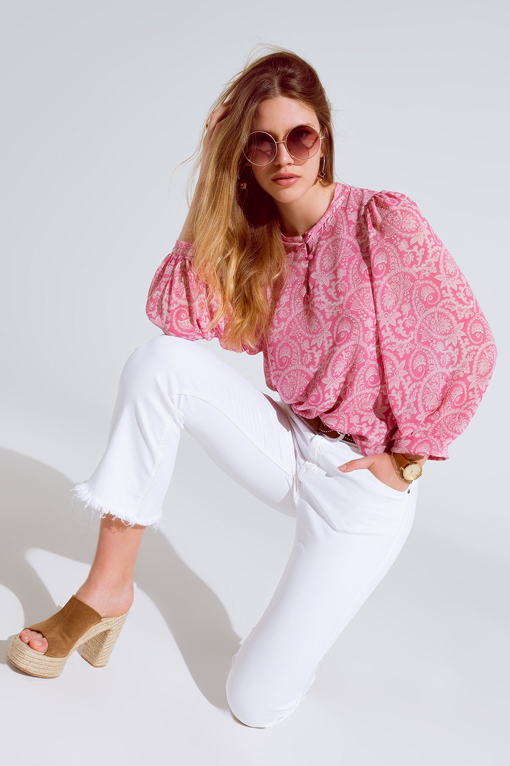 Garden Breeze Chiffon Blouse - Pink