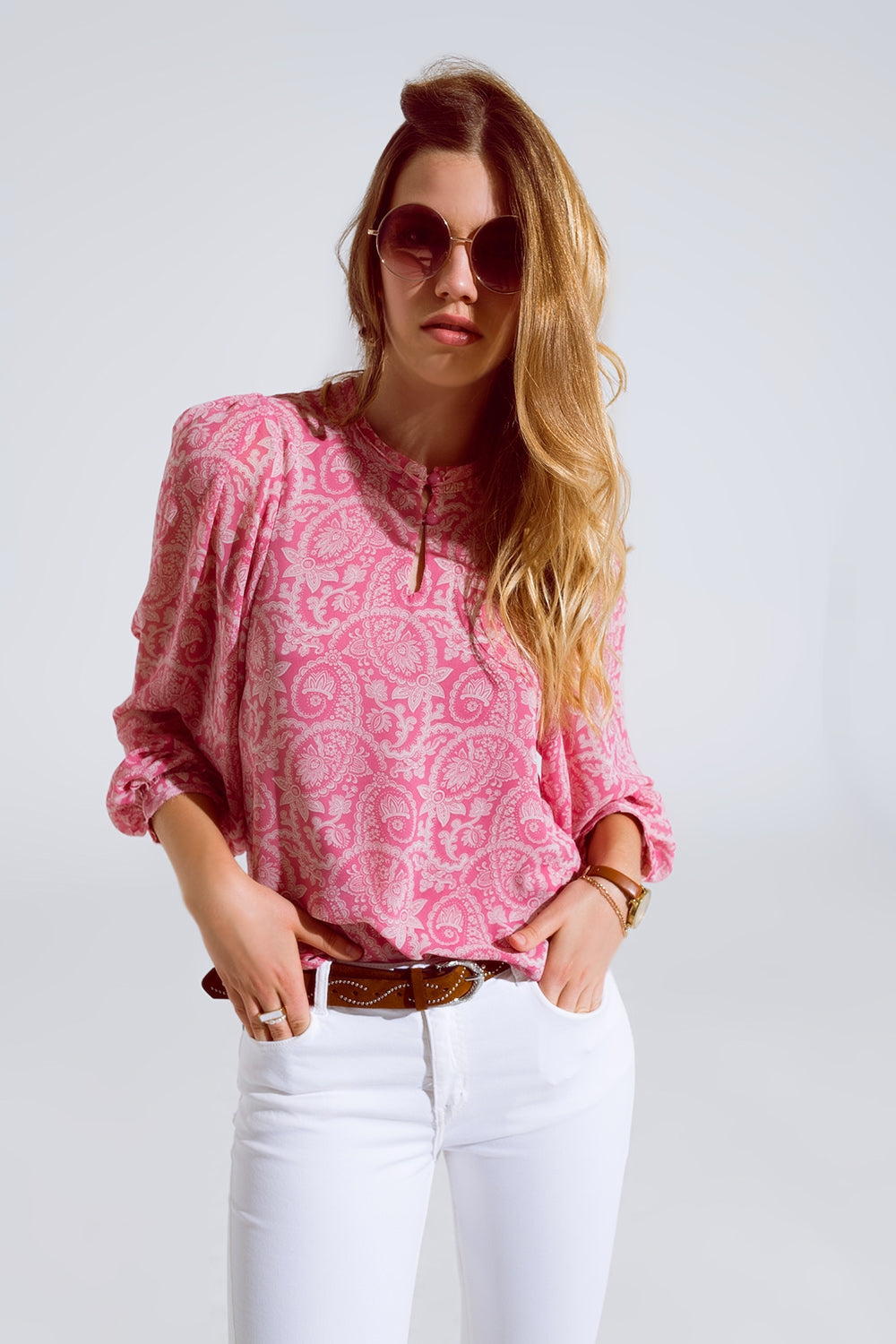 Garden Breeze Chiffon Blouse - Pink