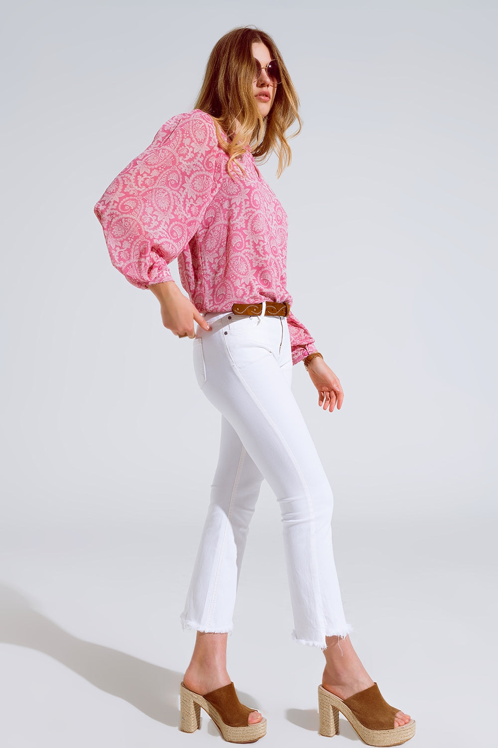 Garden Breeze Chiffon Blouse - Pink