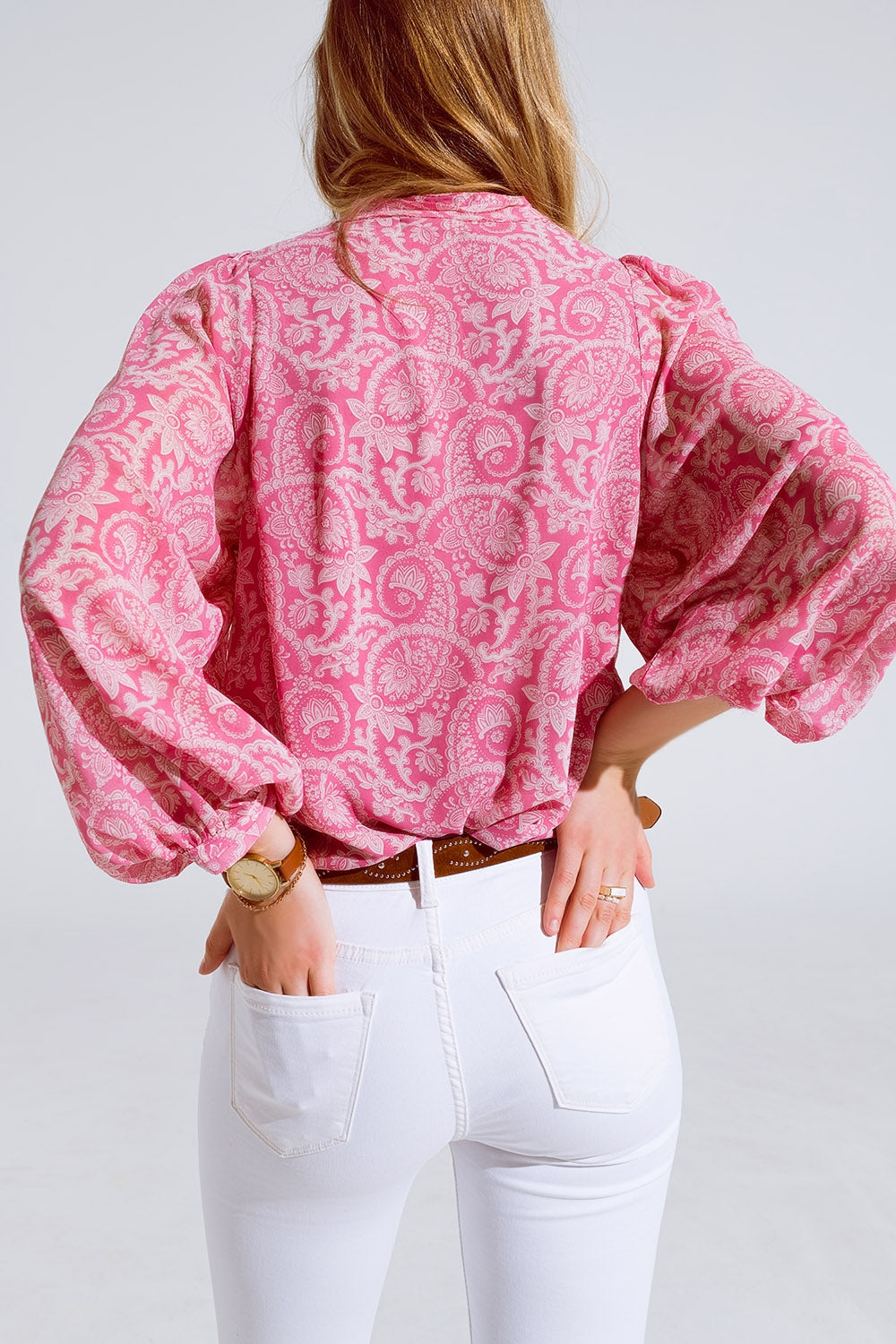 Garden Breeze Chiffon Blouse - Pink