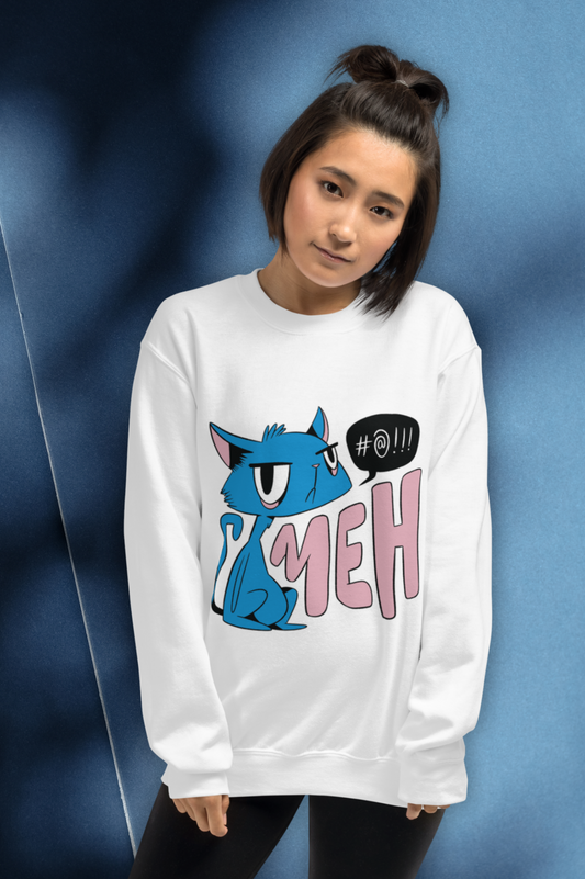 Meh Graphic White Sweatshirt