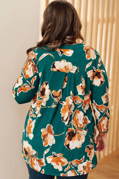 Floral Perspective Teal Blouse