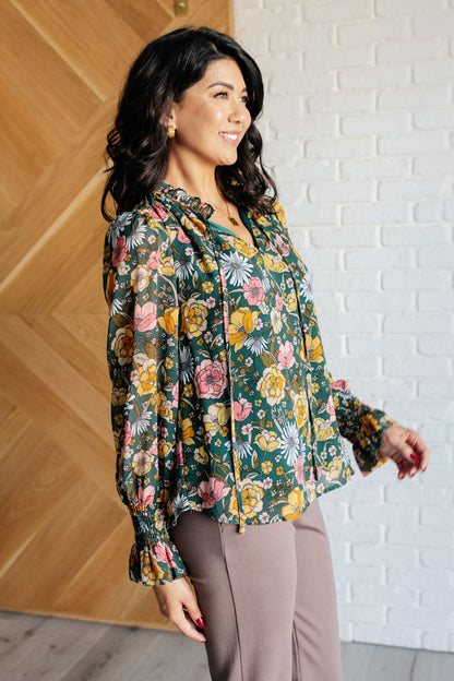 Softly Spoken Floral Tie Blouse