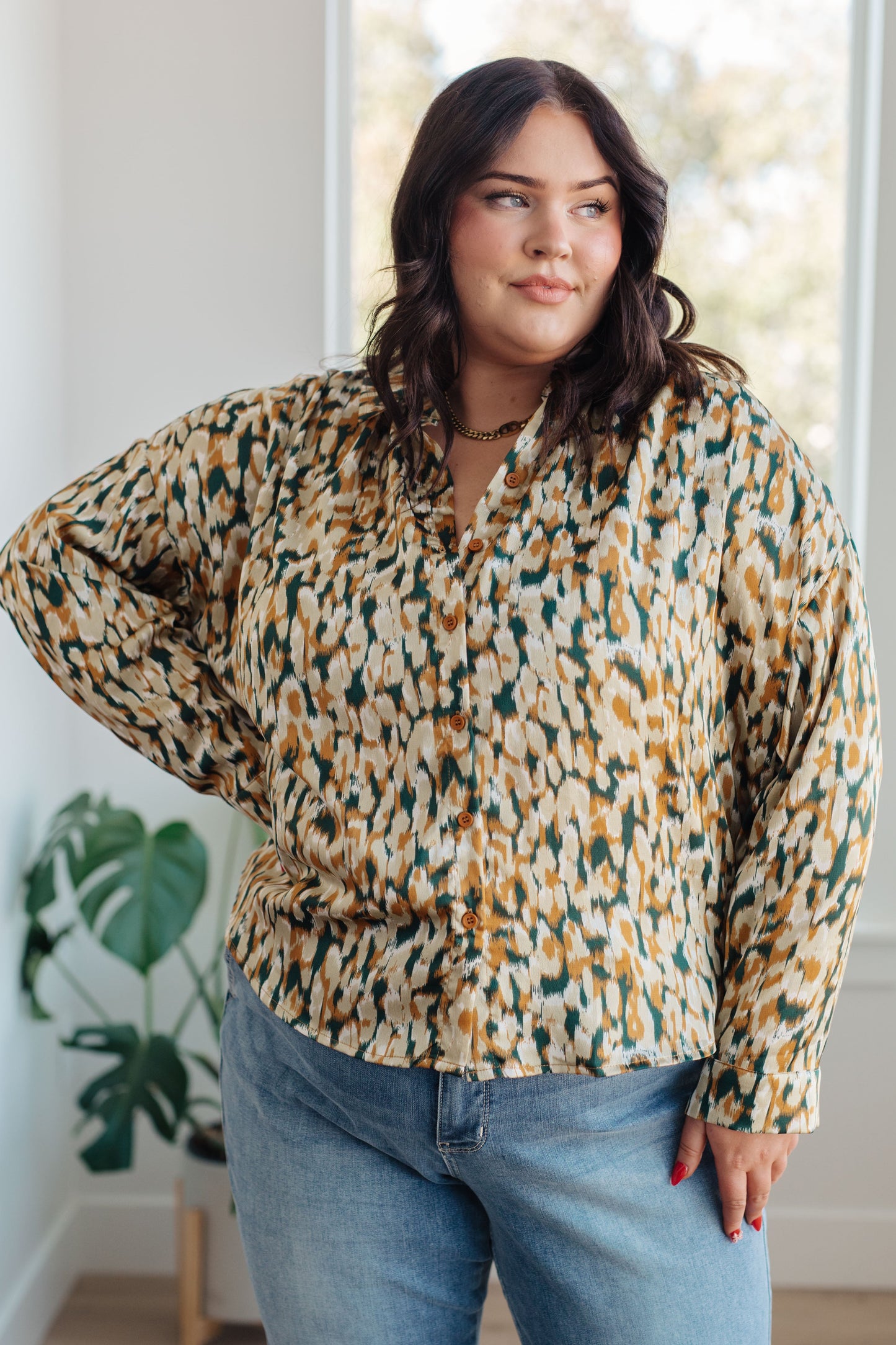 Whispering Willows Button-Up Blouse