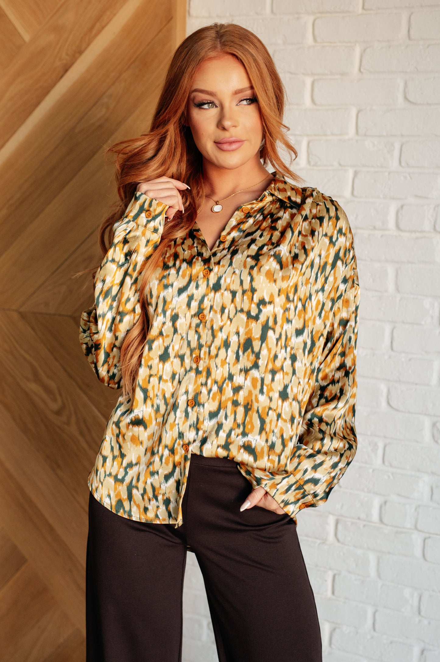 Whispering Willows Button-Up Blouse