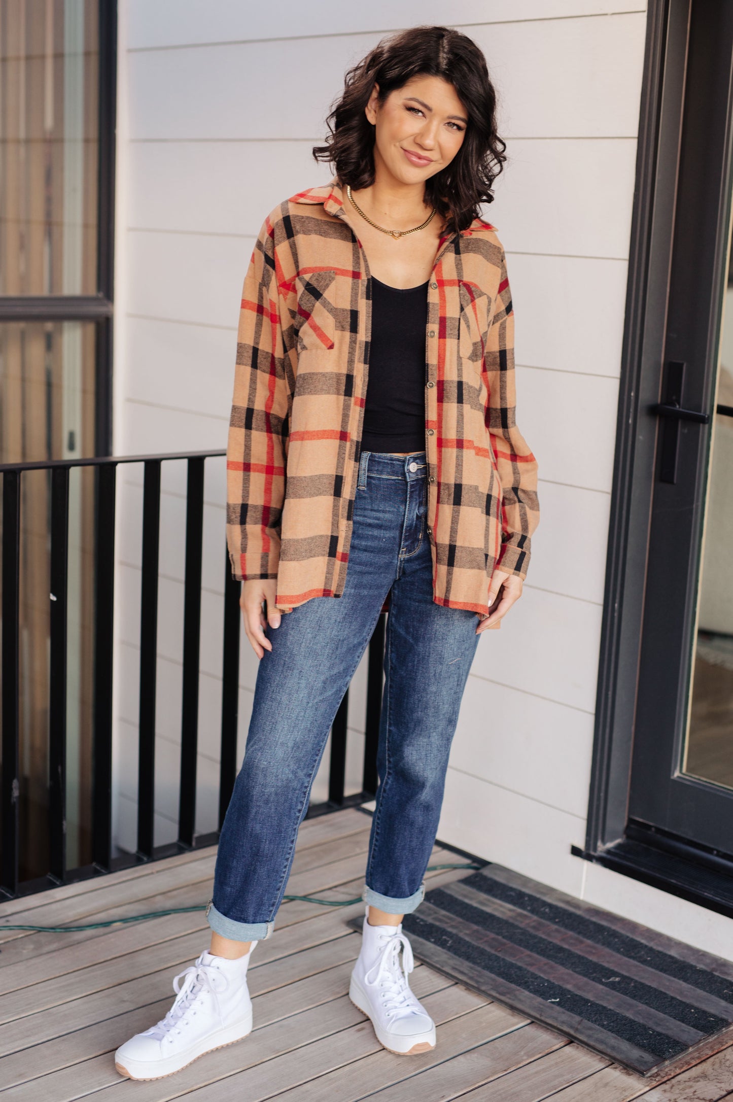 Plaid Perfection Oversized Button-Up Long Sleeve Top