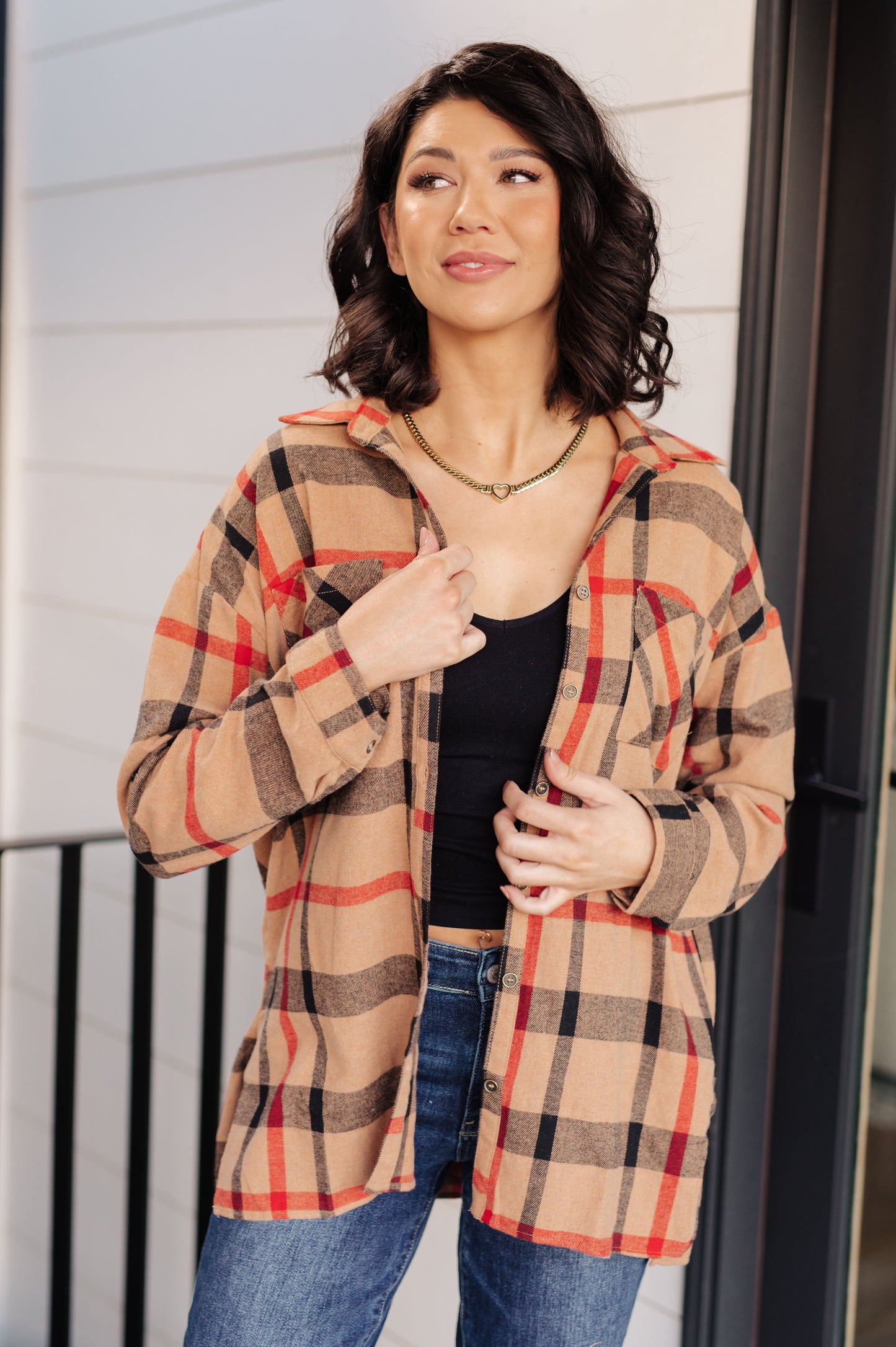 Plaid Perfection Oversized Button-Up Long Sleeve Top