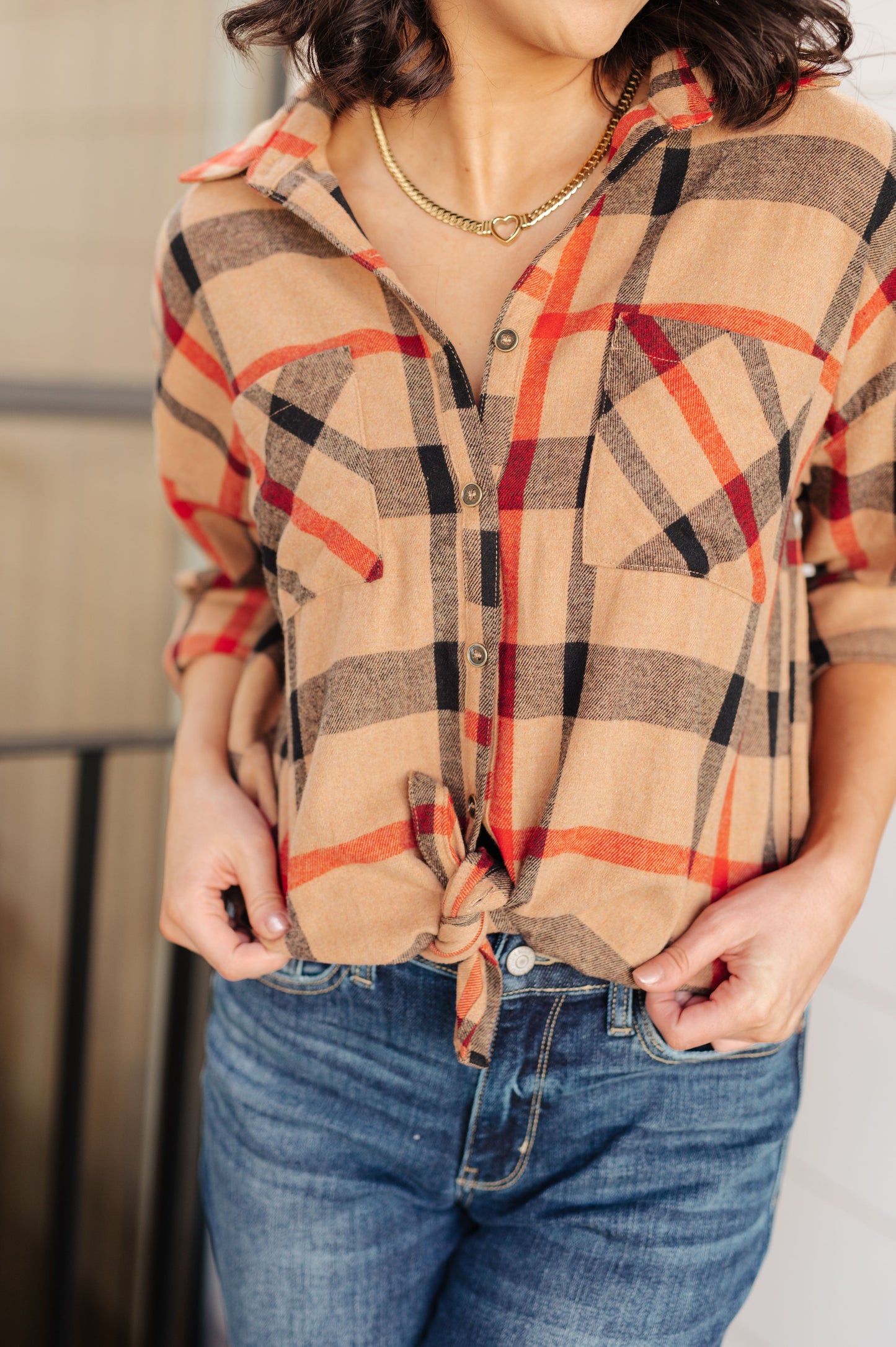 Plaid Perfection Oversized Button-Up Long Sleeve Top