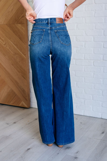 Classic Control High Rise Wide Leg Denim Jeans - Redtop