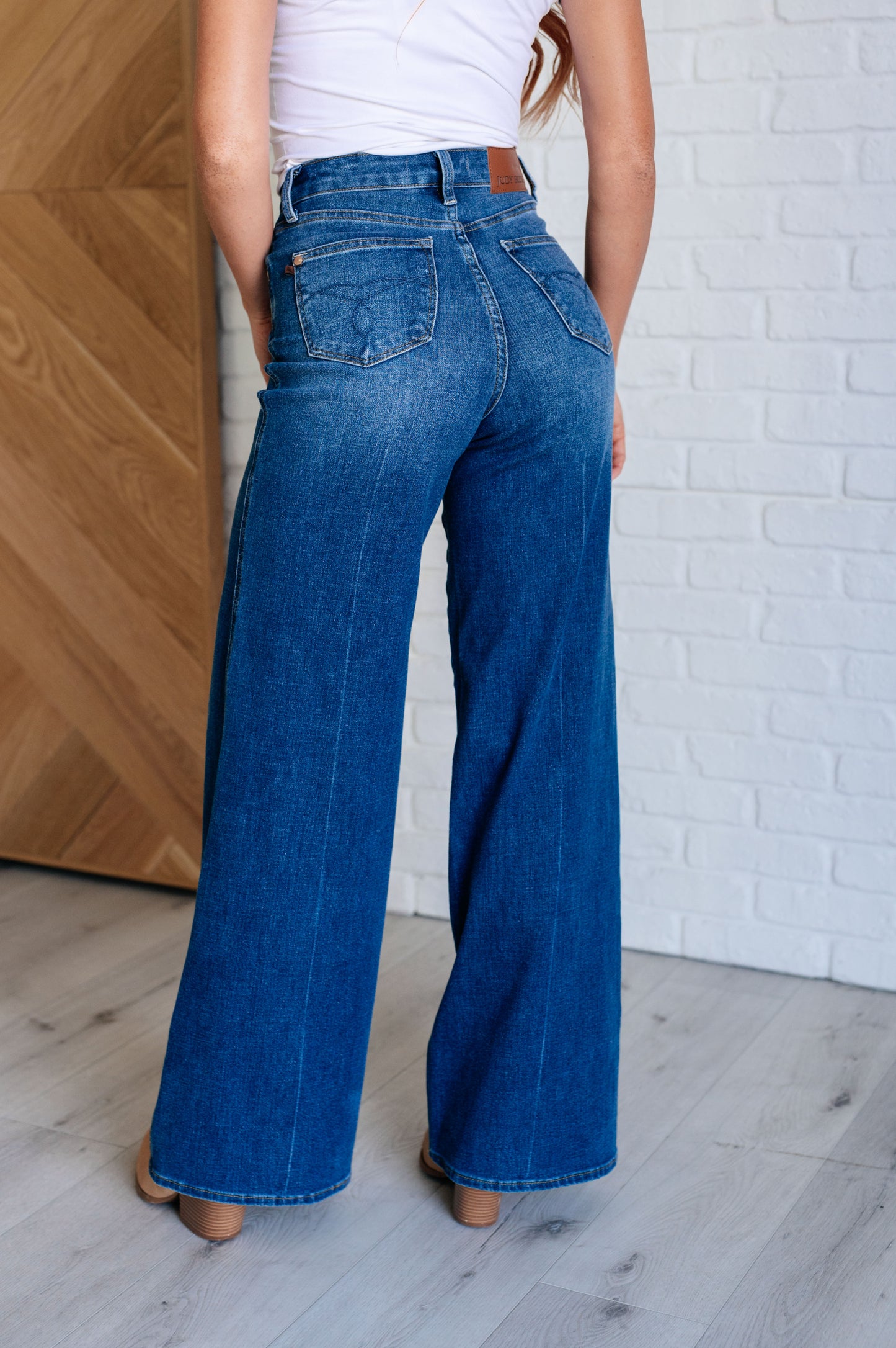 Classic Control High Rise Wide Leg Denim Jeans - Redtop