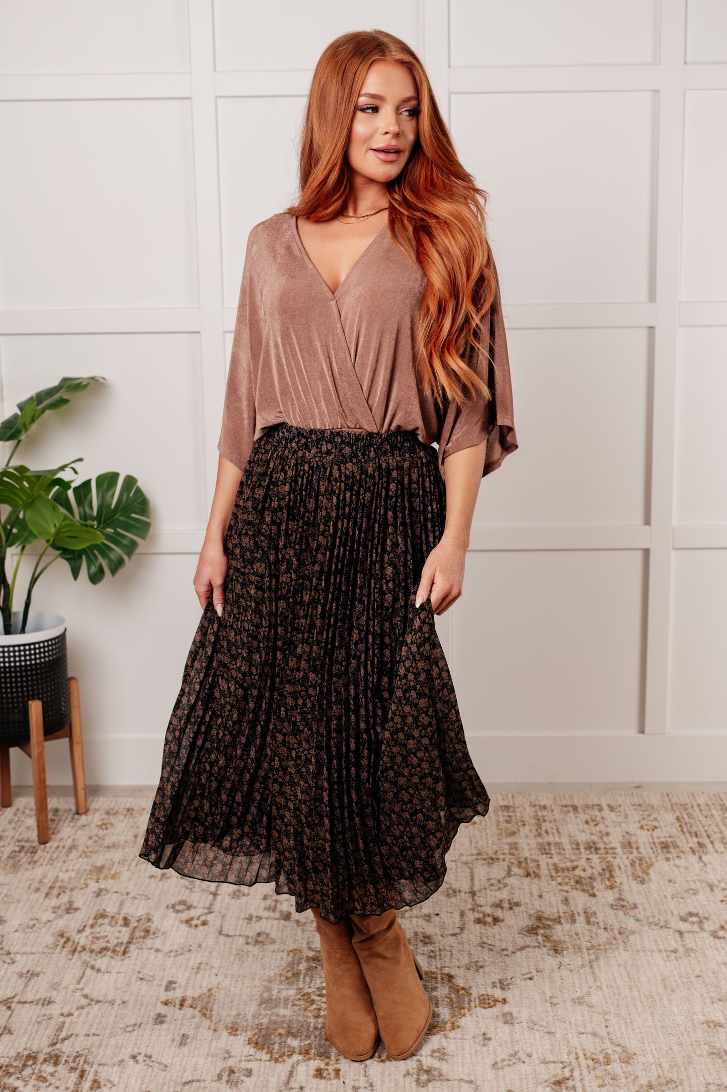 Botanical Bliss Pleated Midi Skirt