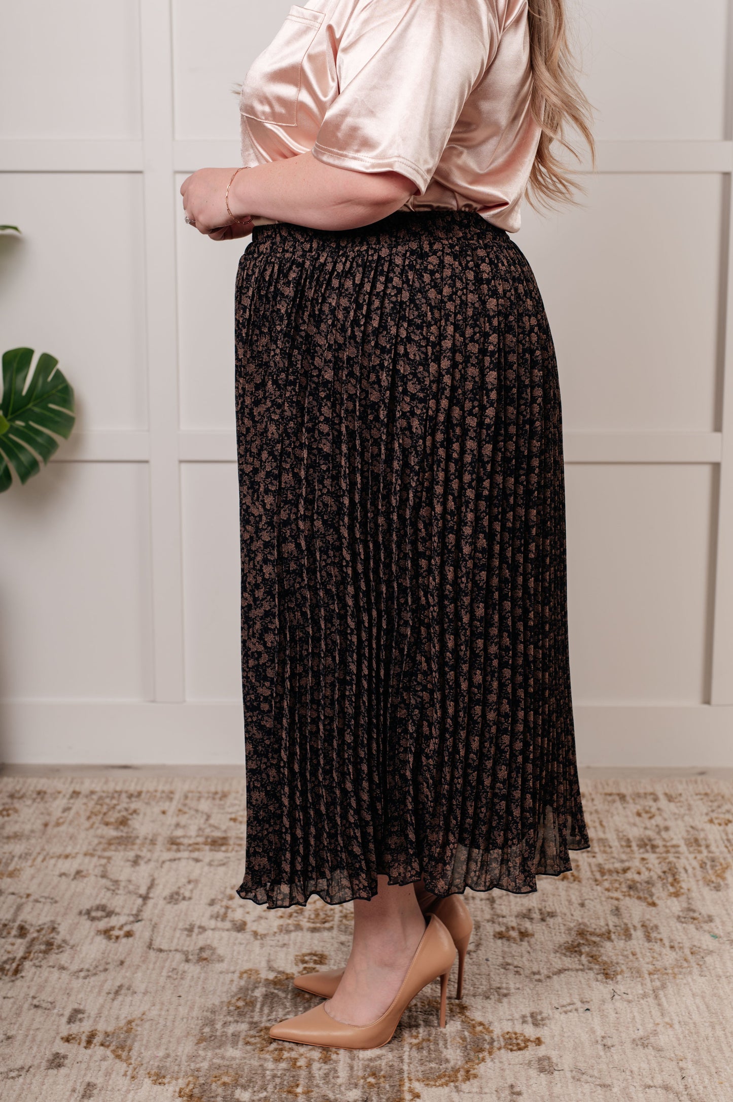 Botanical Bliss Pleated Midi Skirt