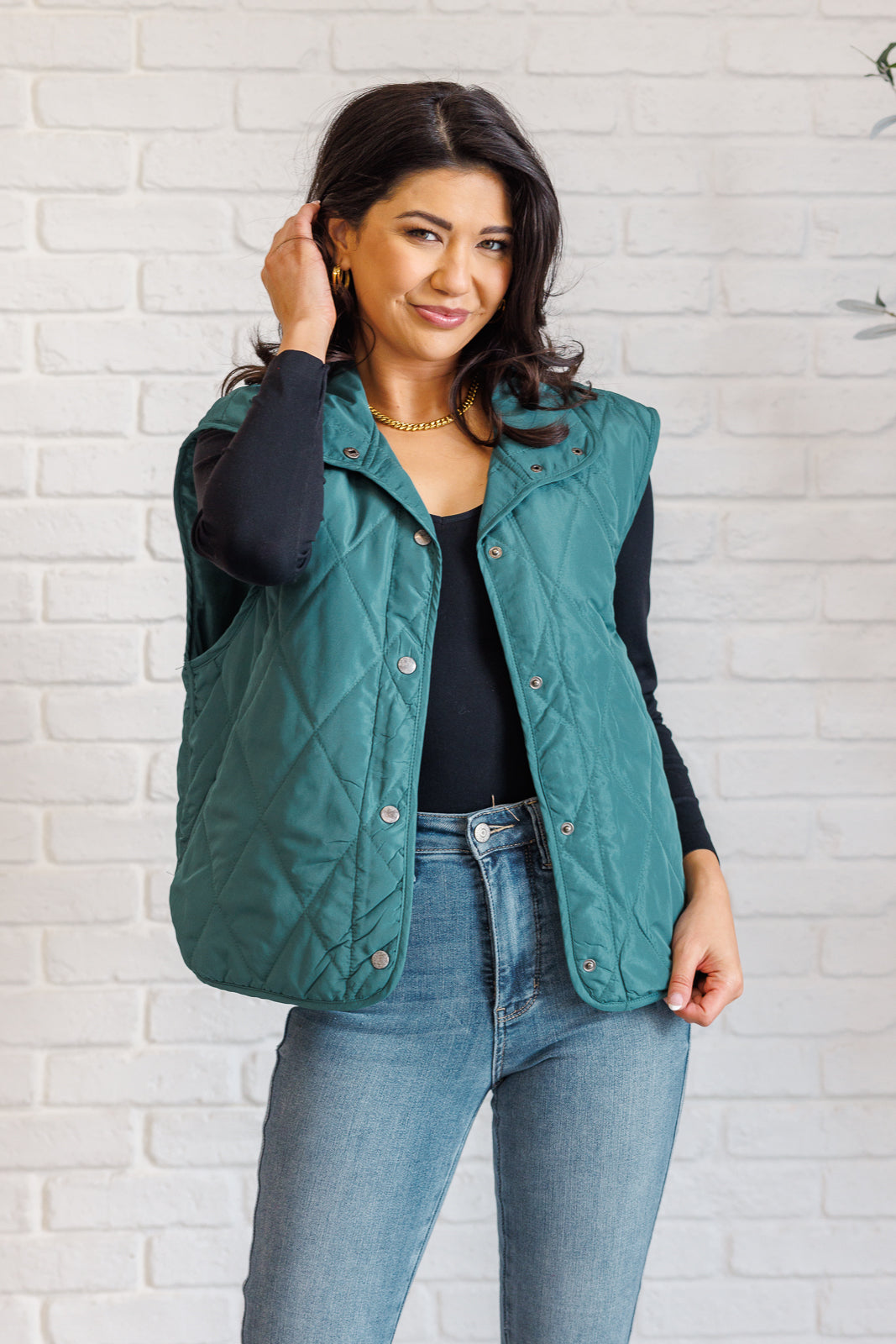 Chill Queen Quilted Puffer Vest - Hunter Green