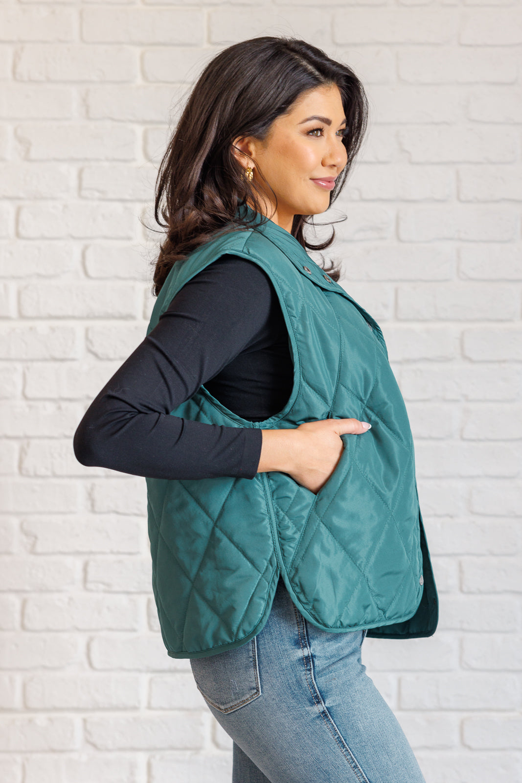 Chill Queen Quilted Puffer Vest - Hunter Green