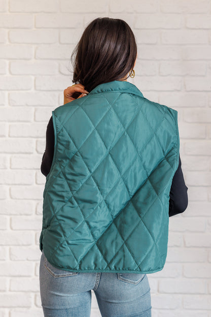 Chill Queen Quilted Puffer Vest - Hunter Green