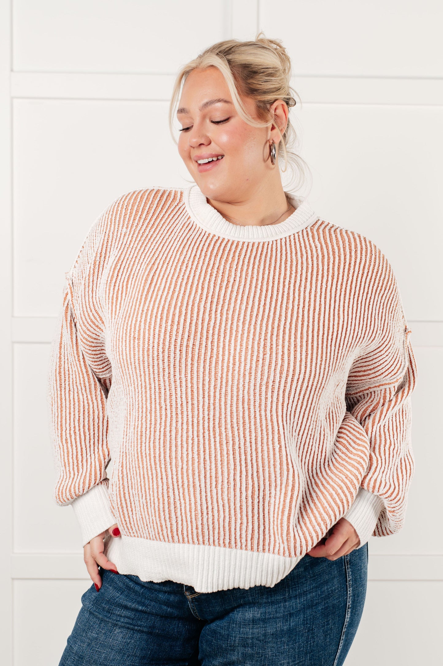 Effortless Charm Contrast Knit Sweater