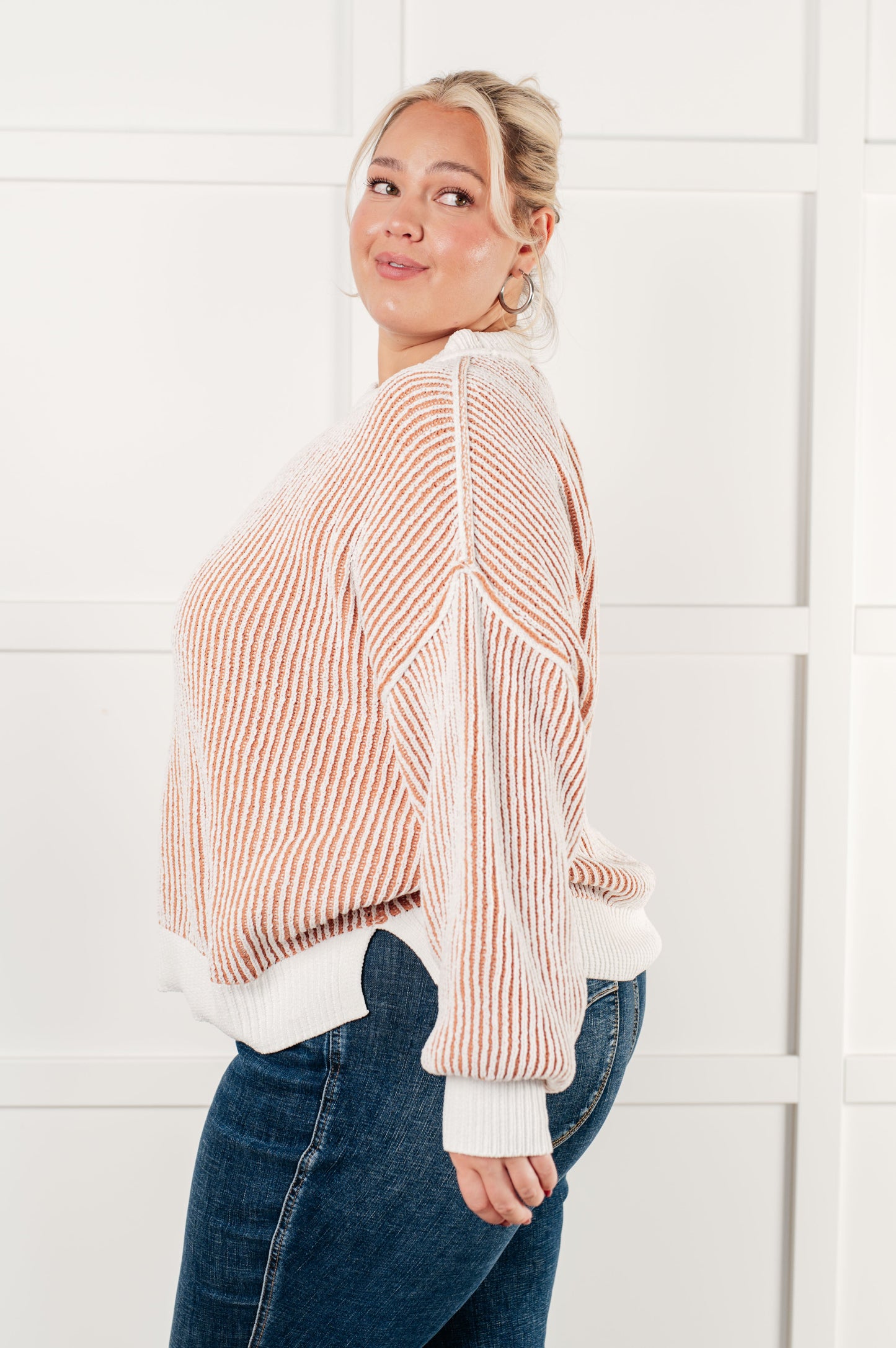 Effortless Charm Contrast Knit Sweater